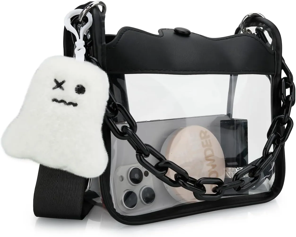 DOB SECHS Clear Crossbody Purse Bag - Clear Messenger Bag for Stadium Concerts & Sporting Events