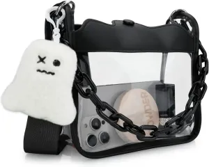 DOB SECHS Clear Crossbody Purse Bag - Clear Messenger Bag for Stadium Concerts & Sporting Events