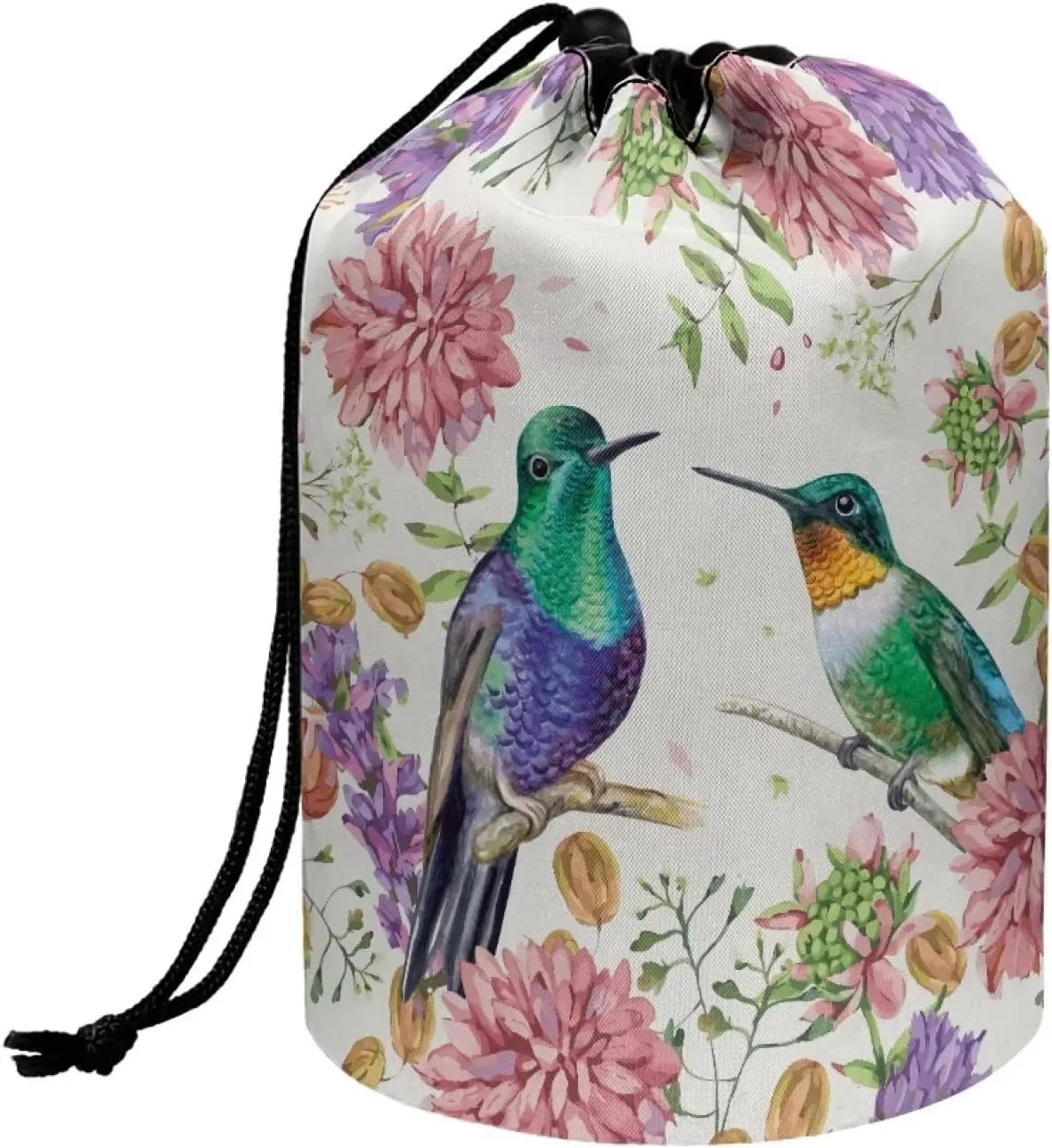 Dolyues Hummingbird Makeup Bag Pouch Portable Drawstring Cosmetic Bag for Women Travel Toiletry Bag Organizer Cute Makeup Brushes Storage Bag