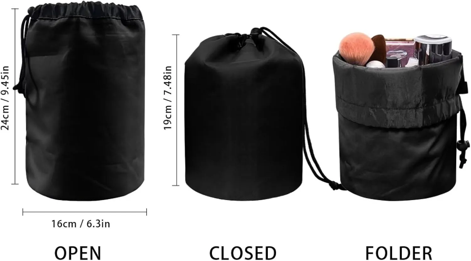 Dolyues Hummingbird Makeup Bag Pouch Portable Drawstring Cosmetic Bag for Women Travel Toiletry Bag Organizer Cute Makeup Brushes Storage Bag