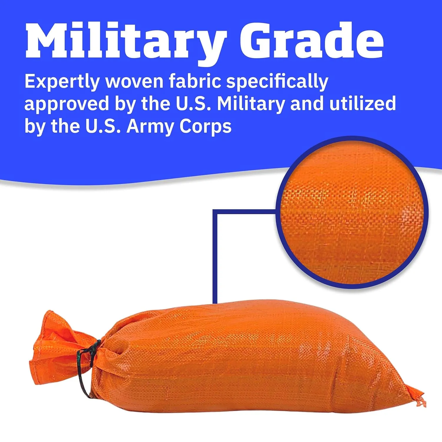 DURASACK Heavy Duty Sand Bags with Tie Strings Empty Woven Polypropylene Sand-Bags for Flood Control with 1600 Hours of UV Protection, 50 lbs Capacity, 14x26 inches, Orange, Pack of 10