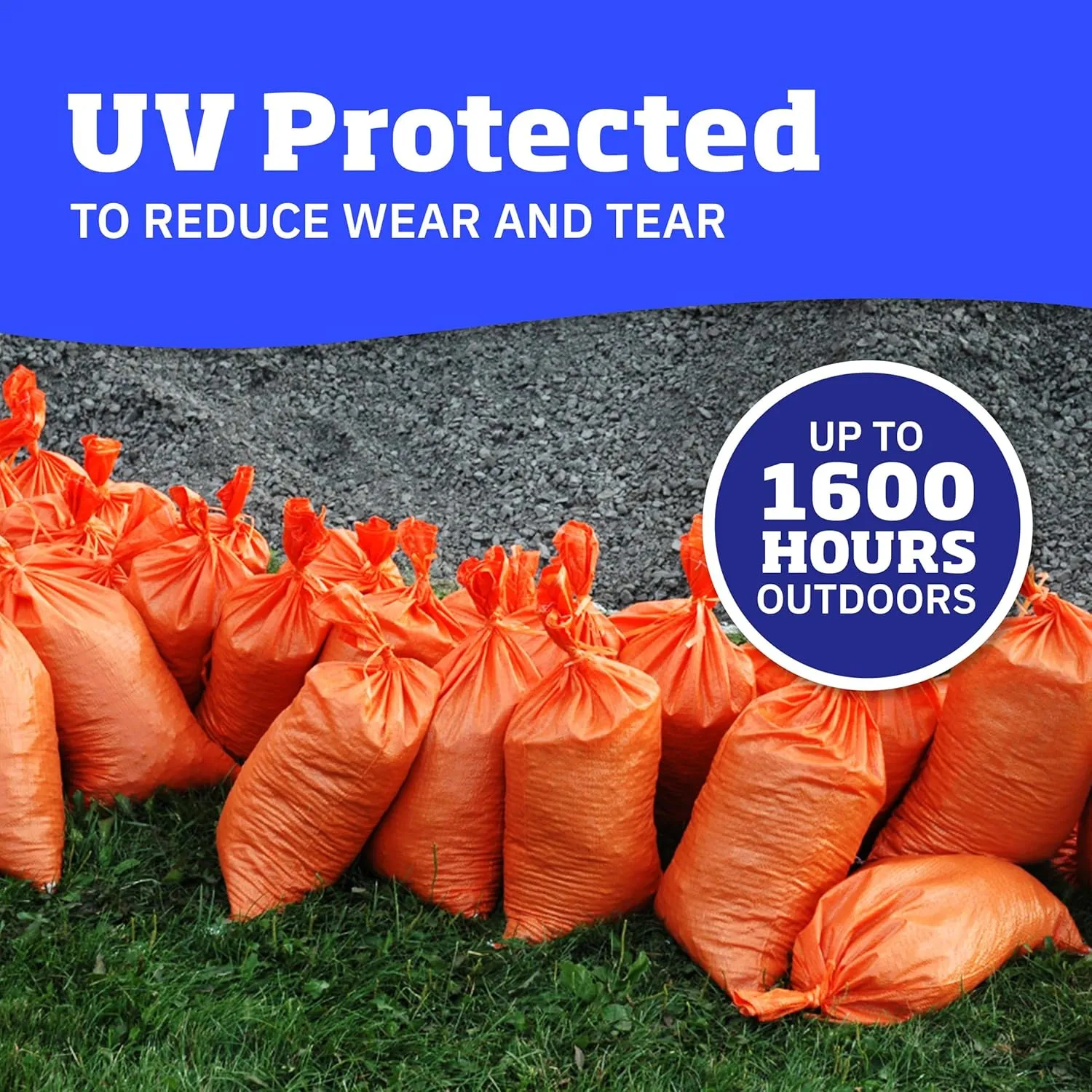 DURASACK Heavy Duty Sand Bags with Tie Strings Empty Woven Polypropylene Sand-Bags for Flood Control with 1600 Hours of UV Protection, 50 lbs Capacity, 14x26 inches, Orange, Pack of 10