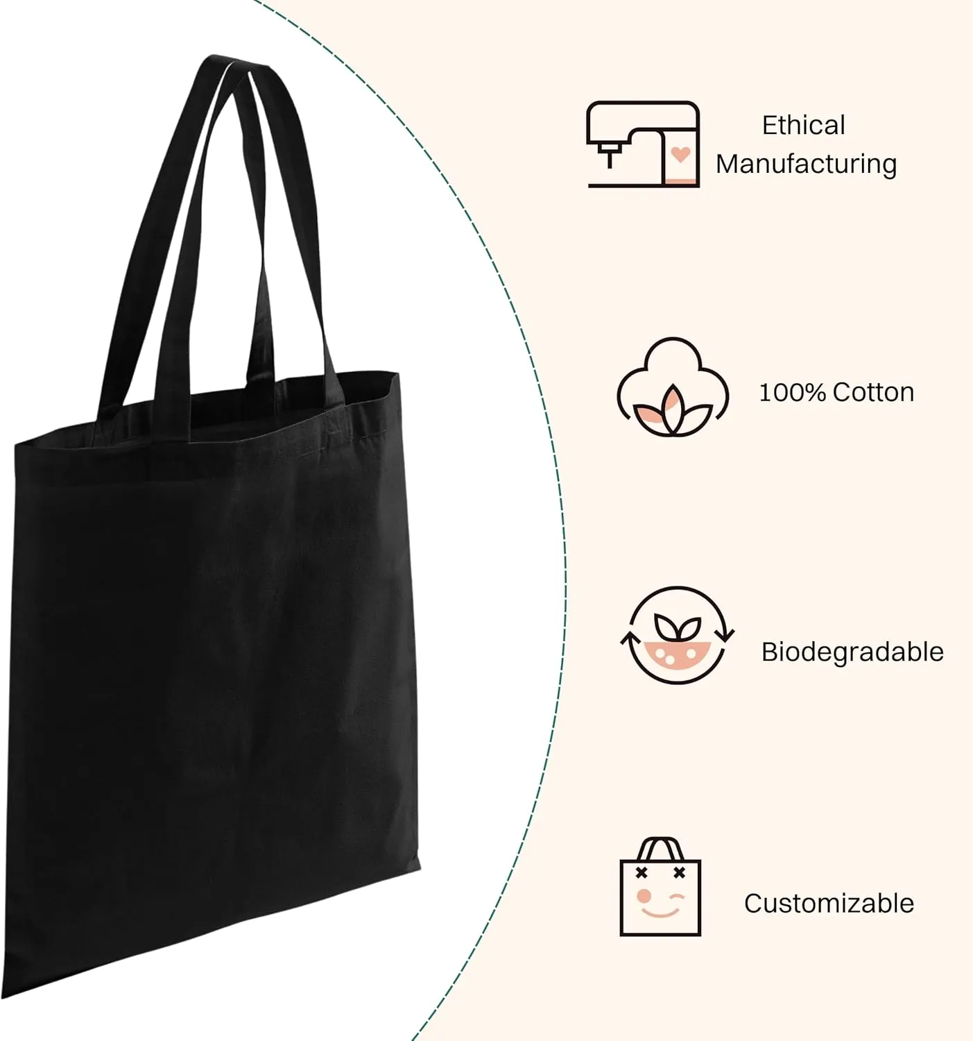 Economical Cotton Canvas Tote Bags in Bulk Lightweight Reusable Grocery Bags Ideal for DIY, Promotion, Gifts, and Events
