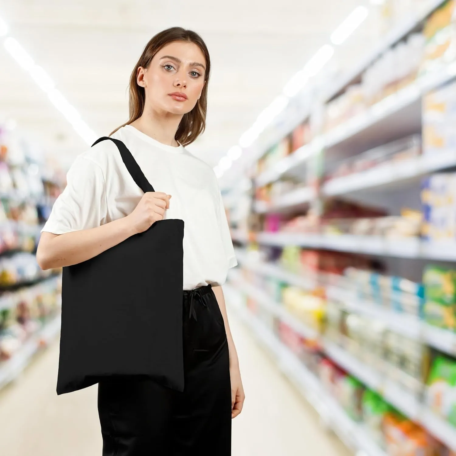 Economical Cotton Canvas Tote Bags in Bulk Lightweight Reusable Grocery Bags Ideal for DIY, Promotion, Gifts, and Events