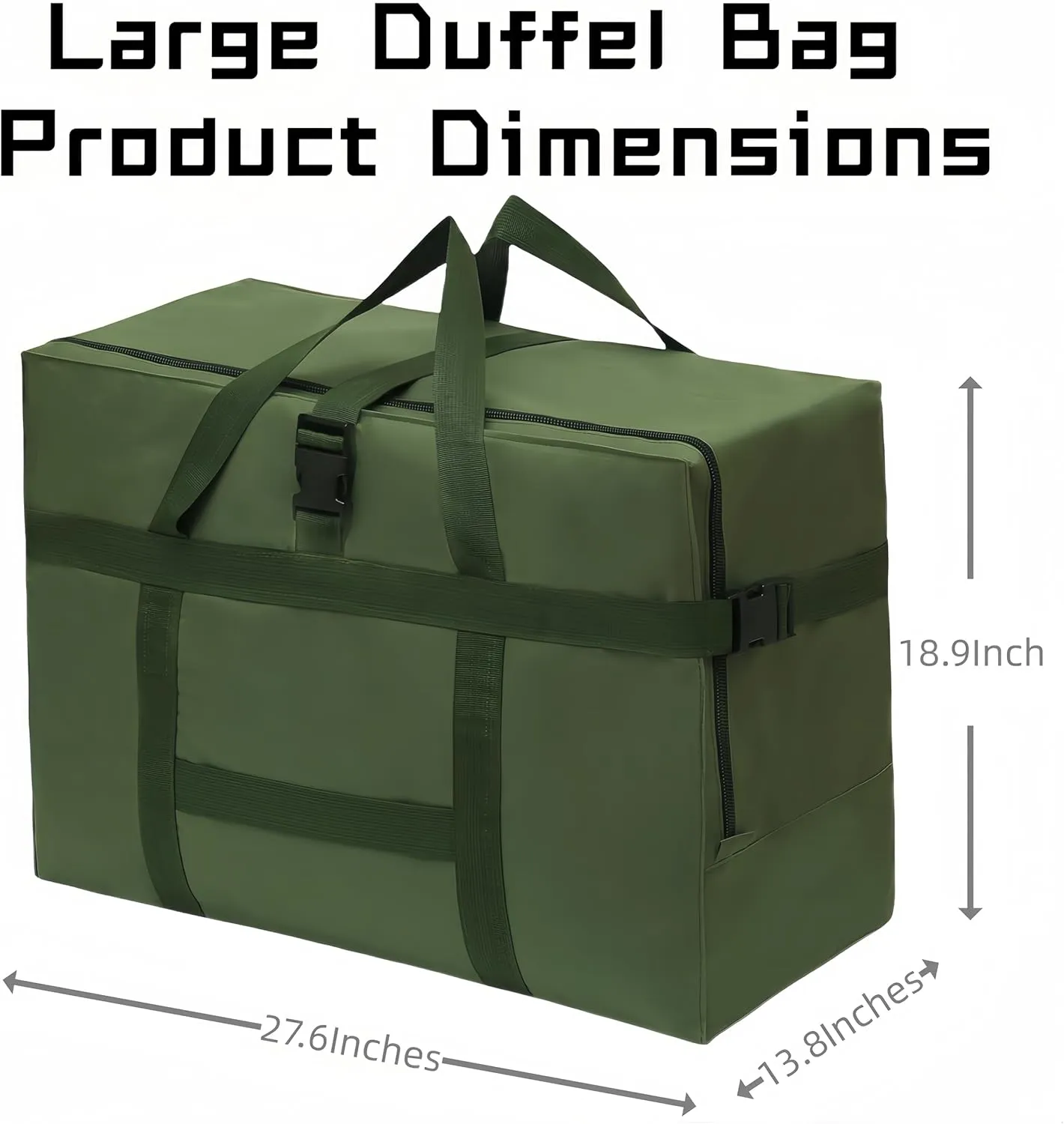 Extra Large Storage Duffle Bag for Travel Waterproof Carry on Weekend Overnight Storage Bag over Luggage for Camping, Movingshopping (120L-Dark Green)
