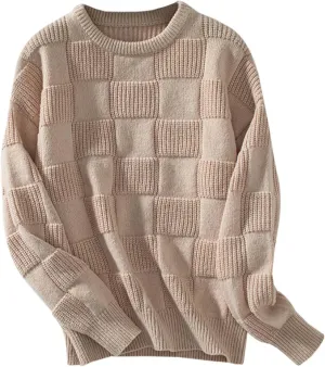 Fall Sweaters for Women Chunky Knit Crewneck Solid Color Long Sleeve Soft Casual Lightweight Jumper Tops