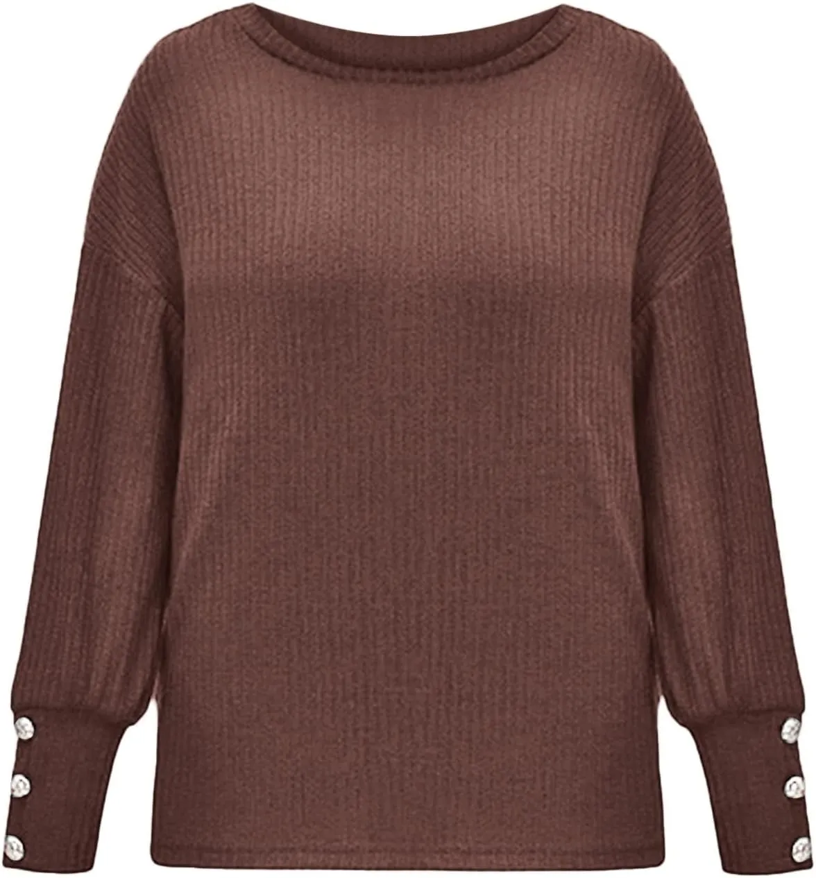 Fall Sweaters for Women Chunky Knit Solid Color Crewneck Long Sleeve Loose Fit Casual Soft Jumper Tops