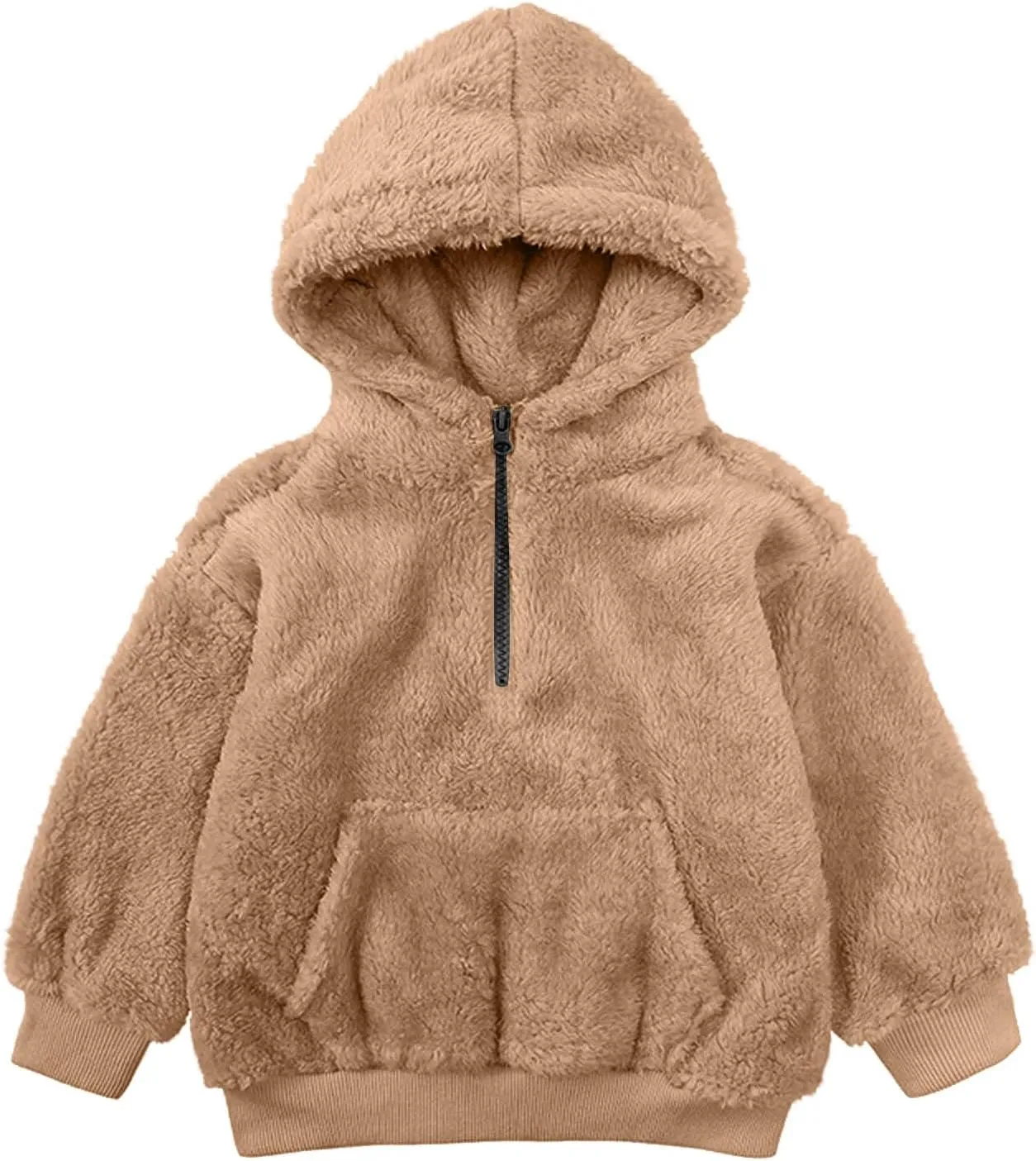 Fleece Top for Toddlers Girls Boys Zip Up Hoodie Jackets Warm Fall Winter Coats Fuzzy Outerwear with Pockets