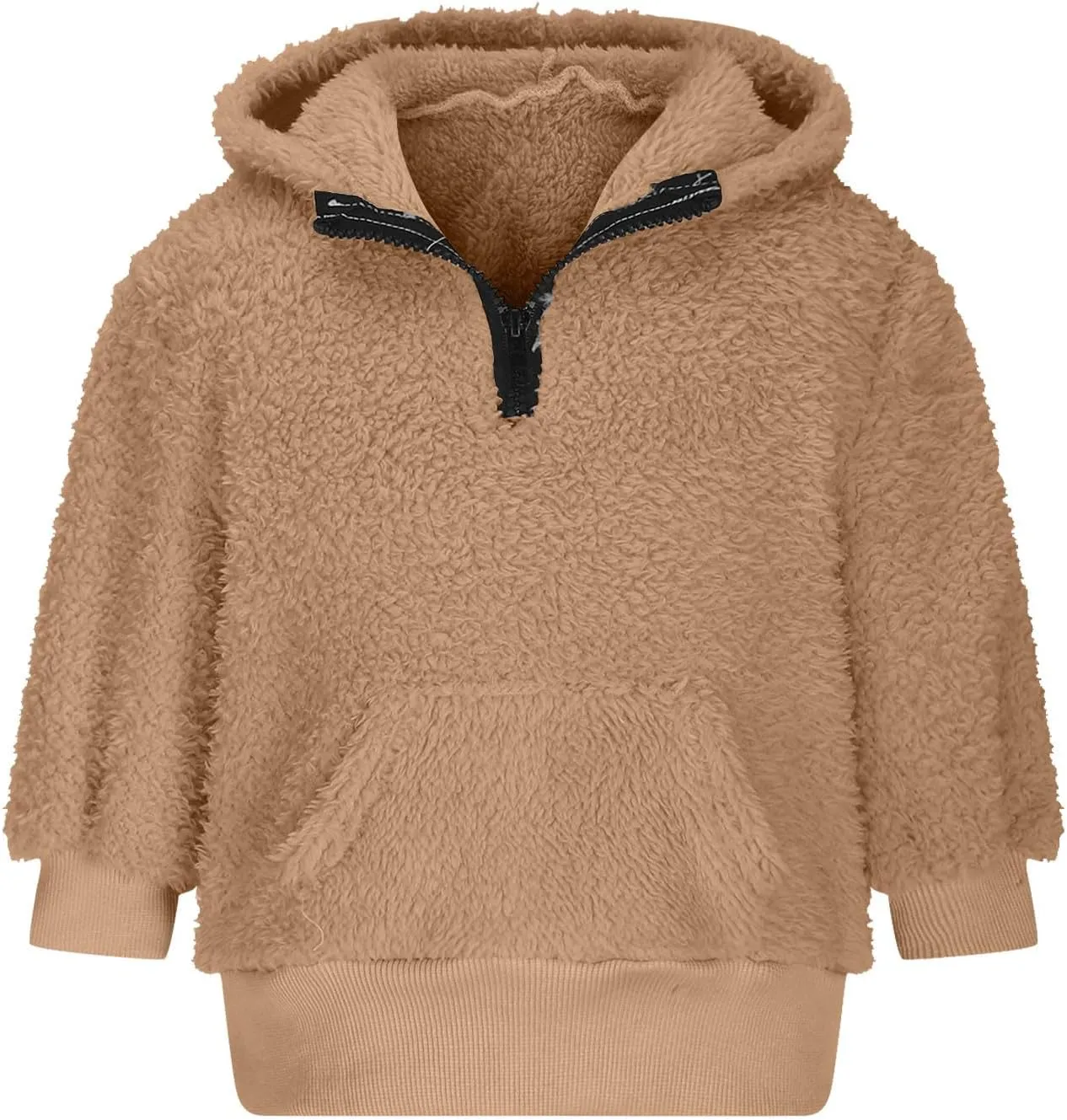 Fleece Top for Toddlers Girls Boys Zip Up Hoodie Jackets Warm Fall Winter Coats Fuzzy Outerwear with Pockets