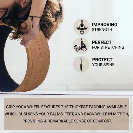 Grip Yoga Wheel - A Perfect Prop For Any Level Of Yoga Enthusiast, Help Stretch And Massage The Thoracic And Lumbar Region Muscles Improving Strength, Flexibility, And Balance, Standard Quality; 13 Inches Diameter