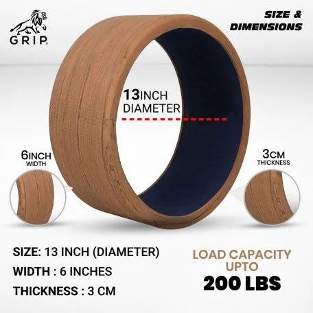 Grip Yoga Wheel - A Perfect Prop For Any Level Of Yoga Enthusiast, Help Stretch And Massage The Thoracic And Lumbar Region Muscles Improving Strength, Flexibility, And Balance, Standard Quality; 13 Inches Diameter