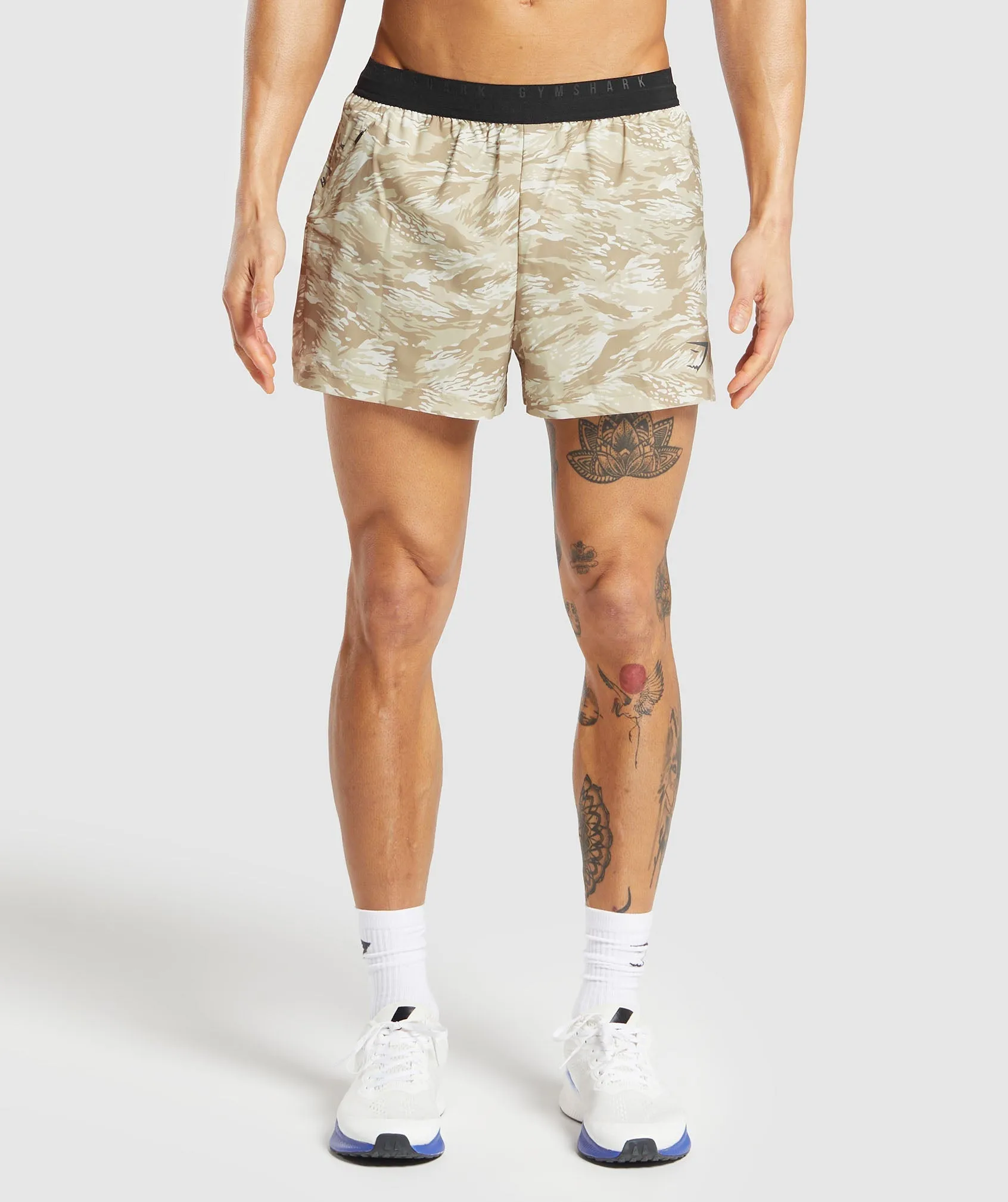 Gymshark Sport Printed Run 3" Shorts - Ecru White