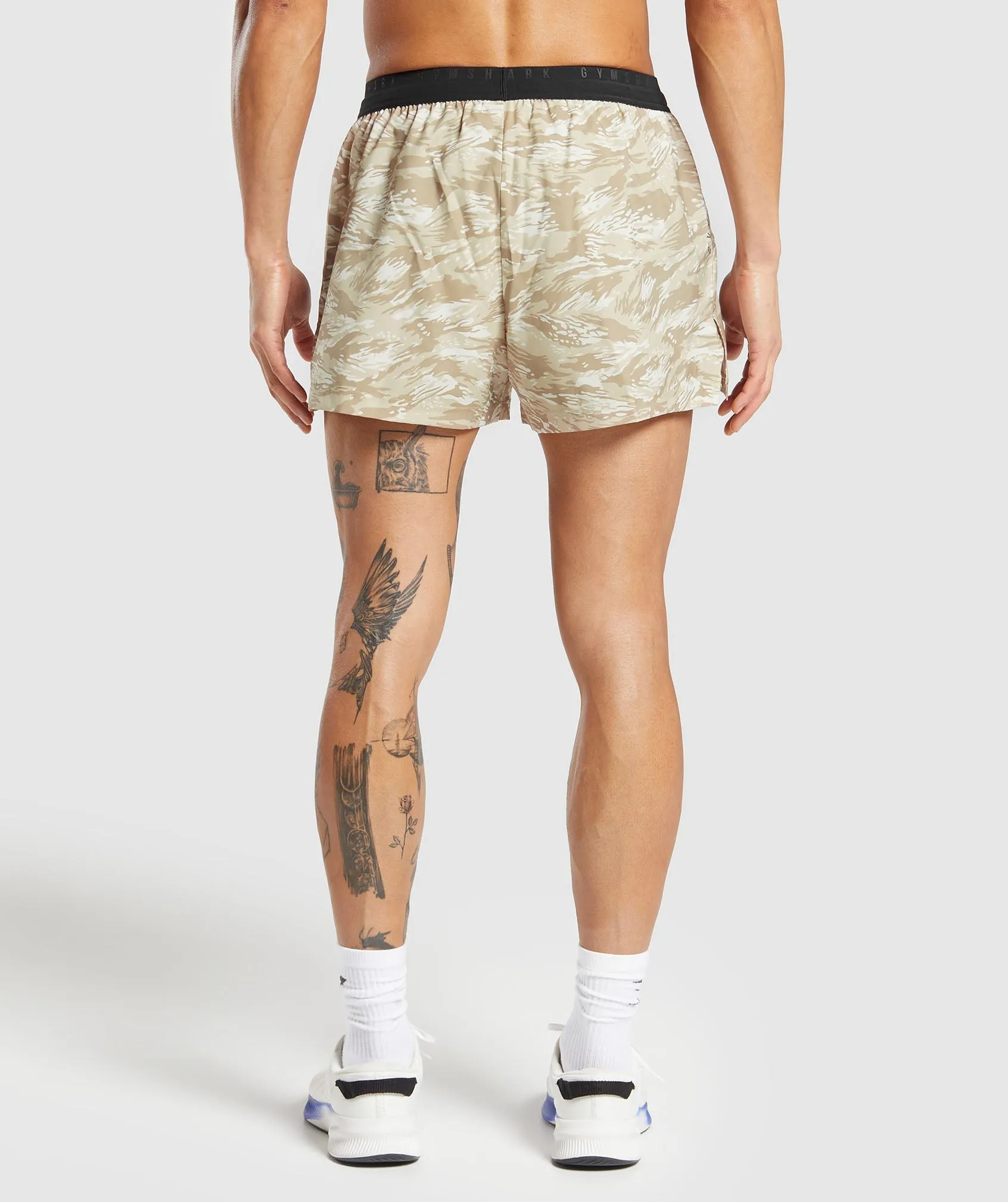 Gymshark Sport Printed Run 3" Shorts - Ecru White