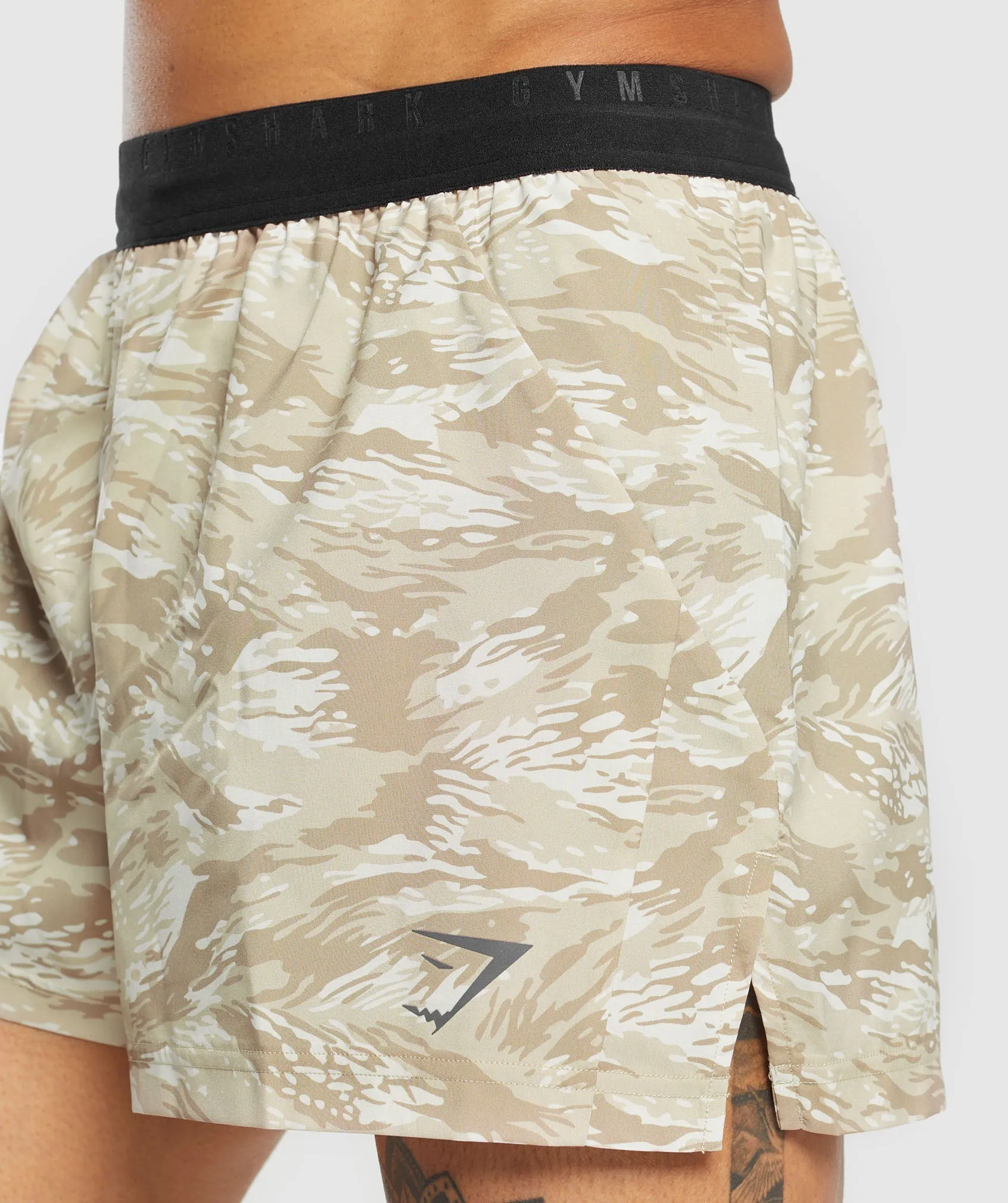 Gymshark Sport Printed Run 3" Shorts - Ecru White