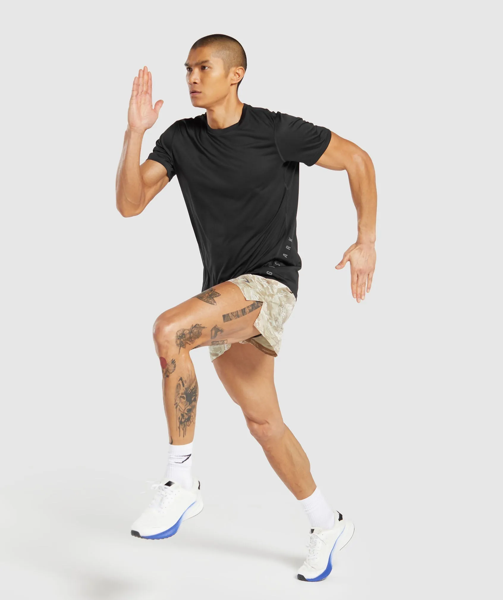 Gymshark Sport Printed Run 3" Shorts - Ecru White