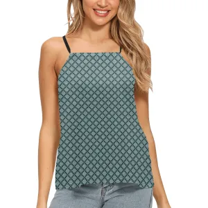 heart wheels print Loose Fit Halter Neck Top (Model T68)