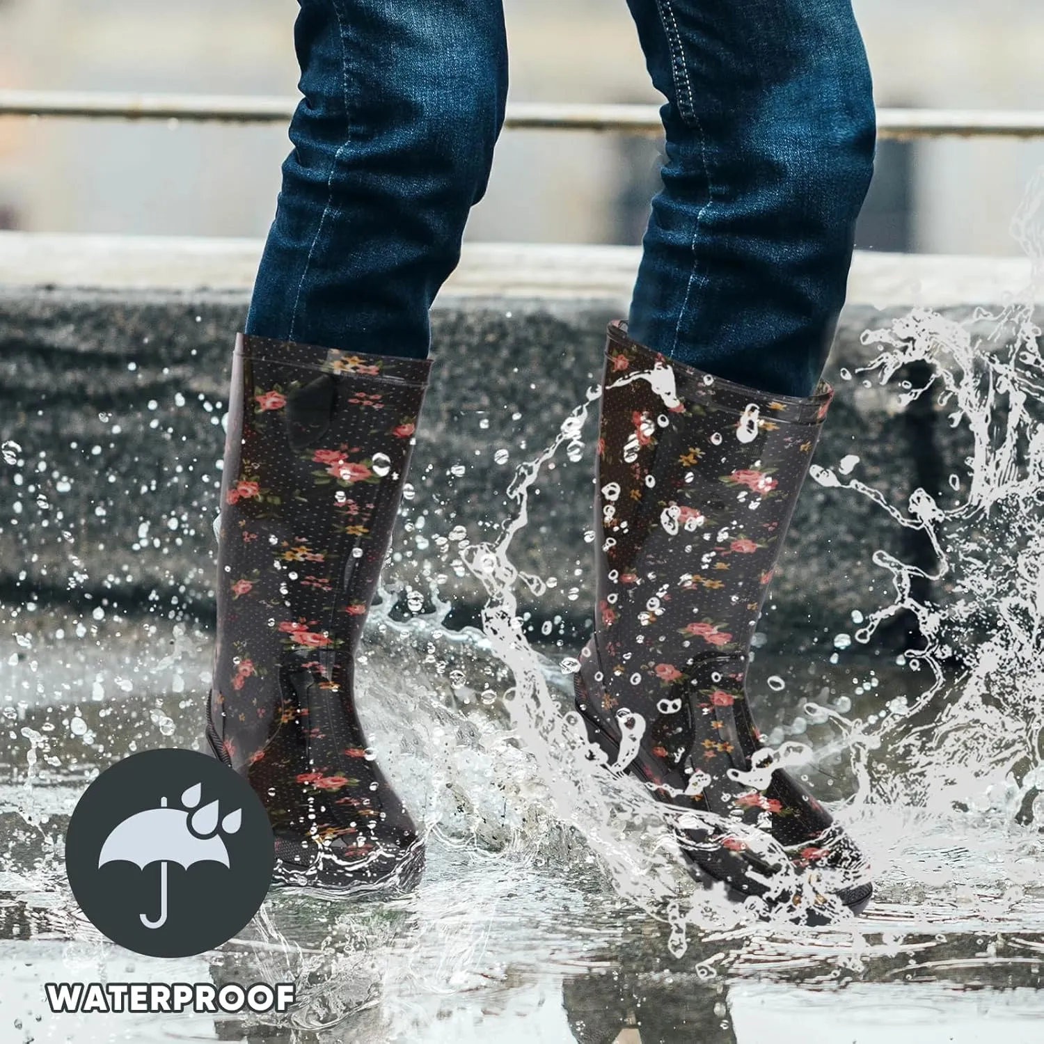 Hellorain Waterproof Rainboot for Women Lightweight PVC Women's Rain Footwear Suitable for Outdoor work Farming, Garden