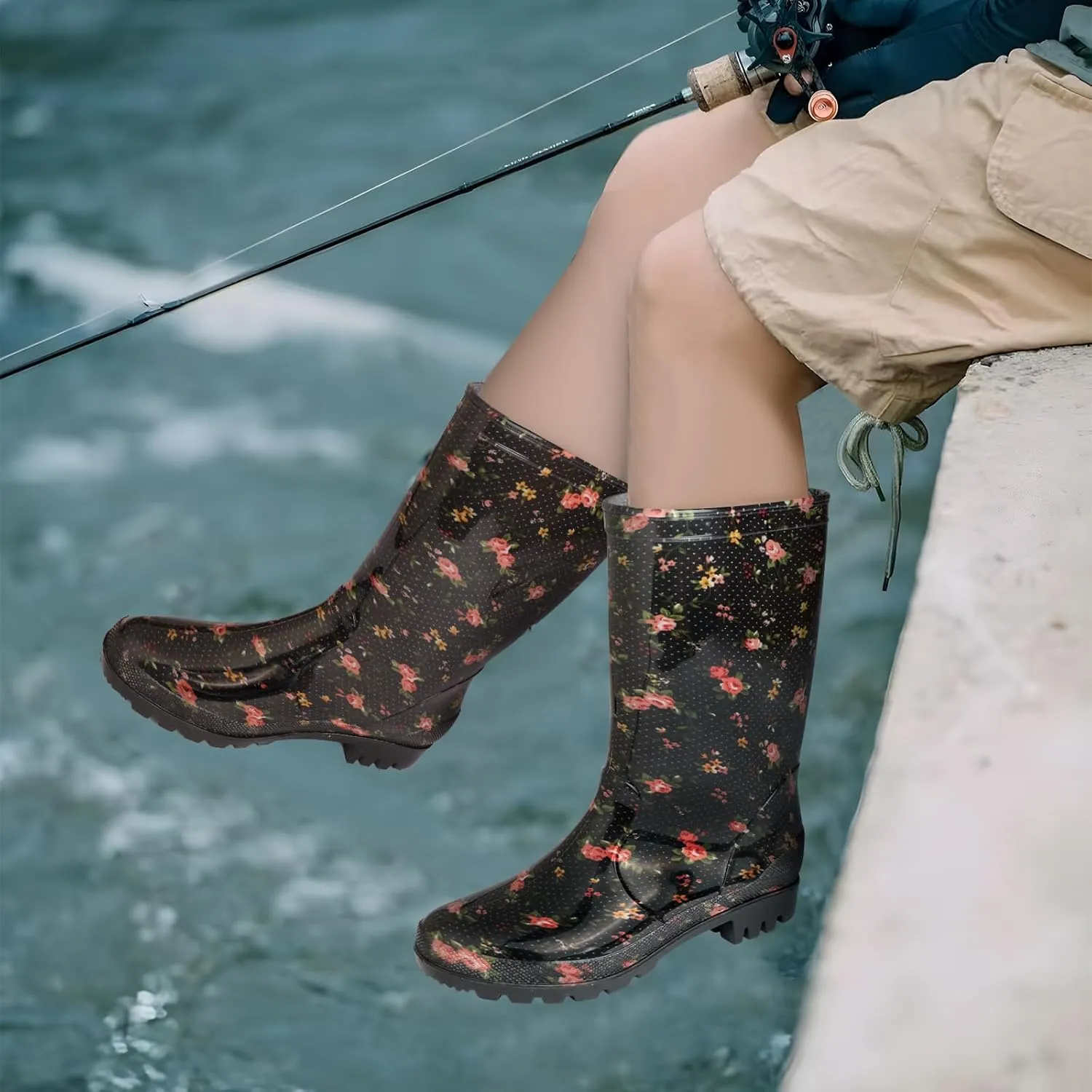 Hellorain Waterproof Rainboot for Women Lightweight PVC Women's Rain Footwear Suitable for Outdoor work Farming, Garden