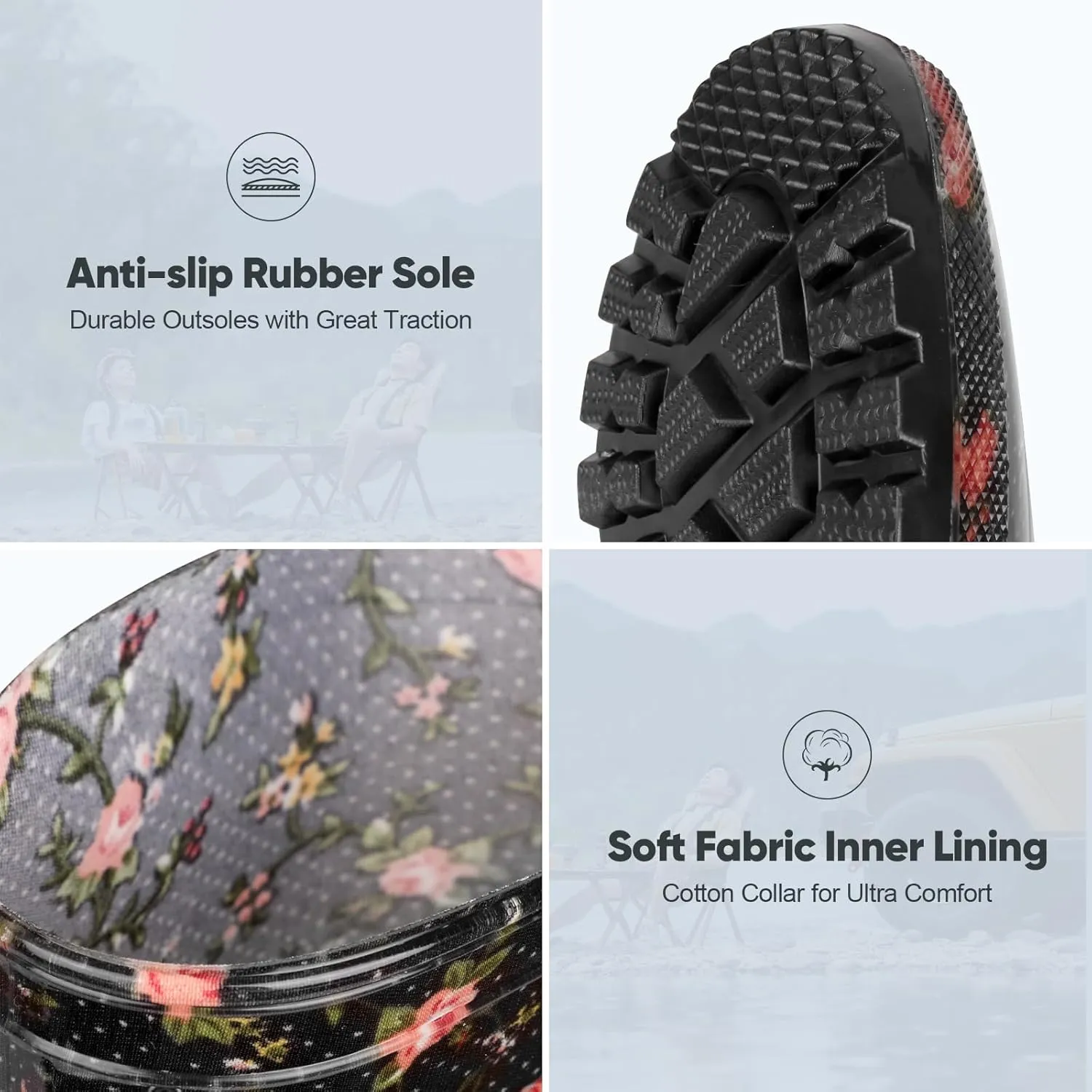 Hellorain Waterproof Rainboot for Women Lightweight PVC Women's Rain Footwear Suitable for Outdoor work Farming, Garden