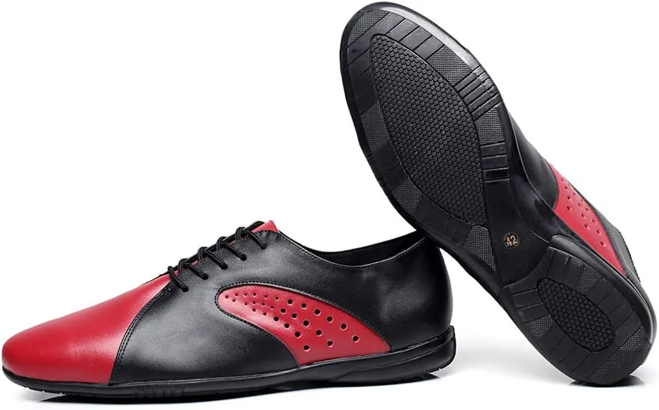 HROYL Men's Standard Latin/Jazz Dance Shoes Leather lace-up Ballroom W-701