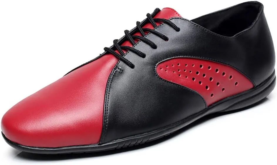 HROYL Men's Standard Latin/Jazz Dance Shoes Leather lace-up Ballroom W-701