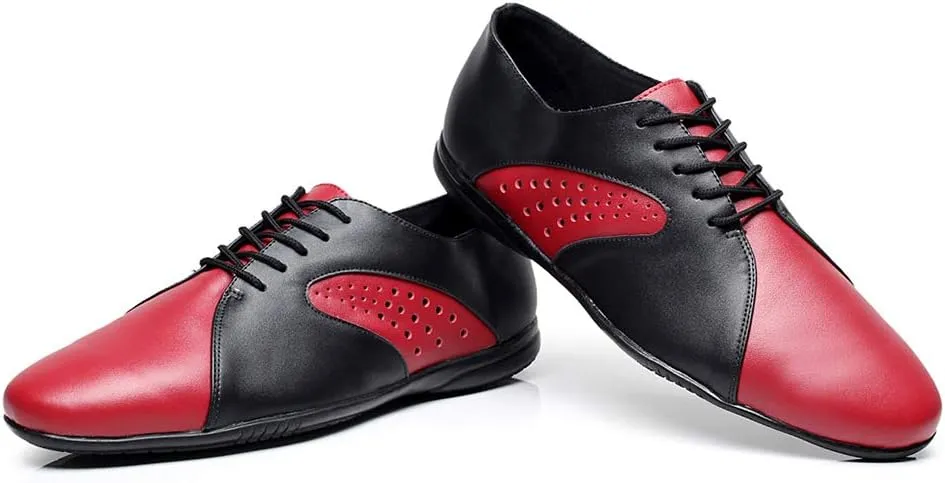 HROYL Men's Standard Latin/Jazz Dance Shoes Leather lace-up Ballroom W-701