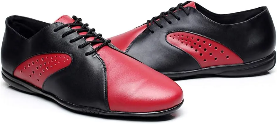 HROYL Men's Standard Latin/Jazz Dance Shoes Leather lace-up Ballroom W-701