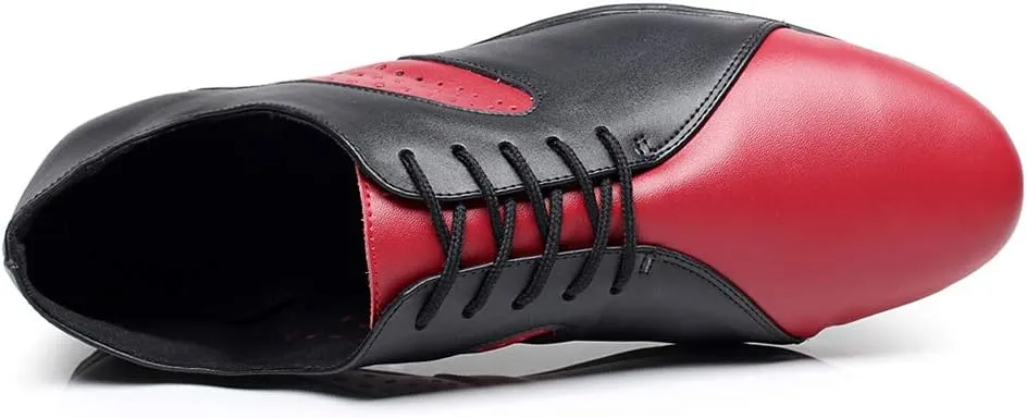 HROYL Men's Standard Latin/Jazz Dance Shoes Leather lace-up Ballroom W-701