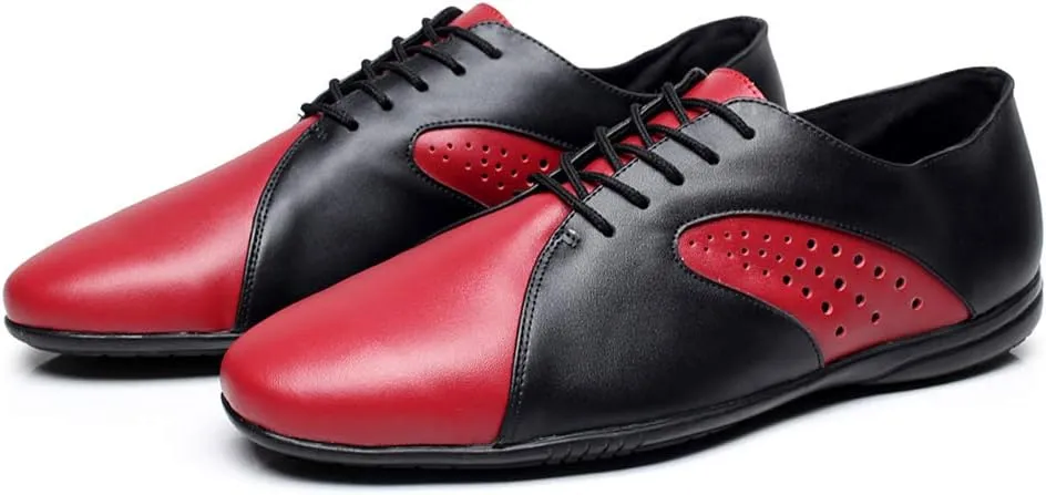 HROYL Men's Standard Latin/Jazz Dance Shoes Leather lace-up Ballroom W-701