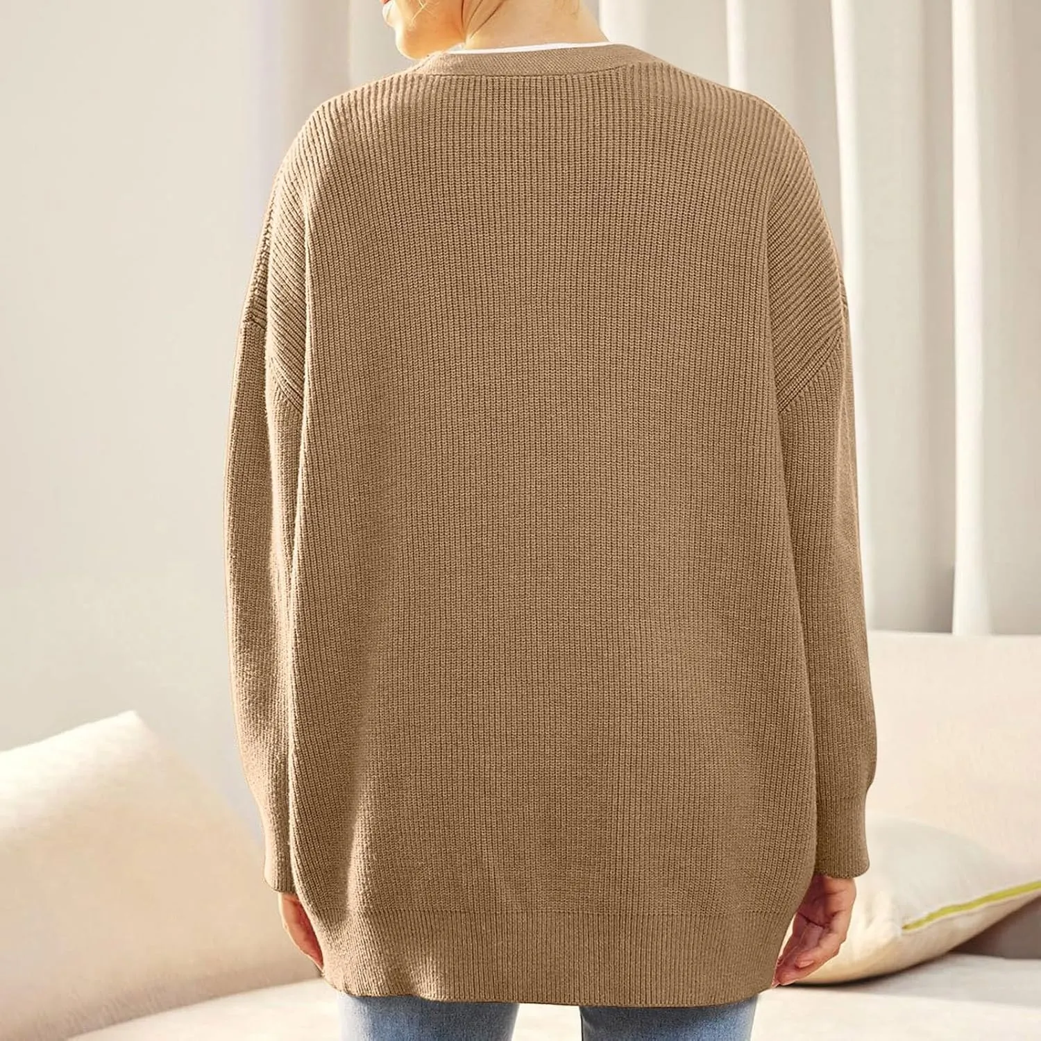 iLH Womens Leisure Knit Cardigan Oversized Button Down Lightweight Sweater Cardigan For Women Chunky Knit Cardigan