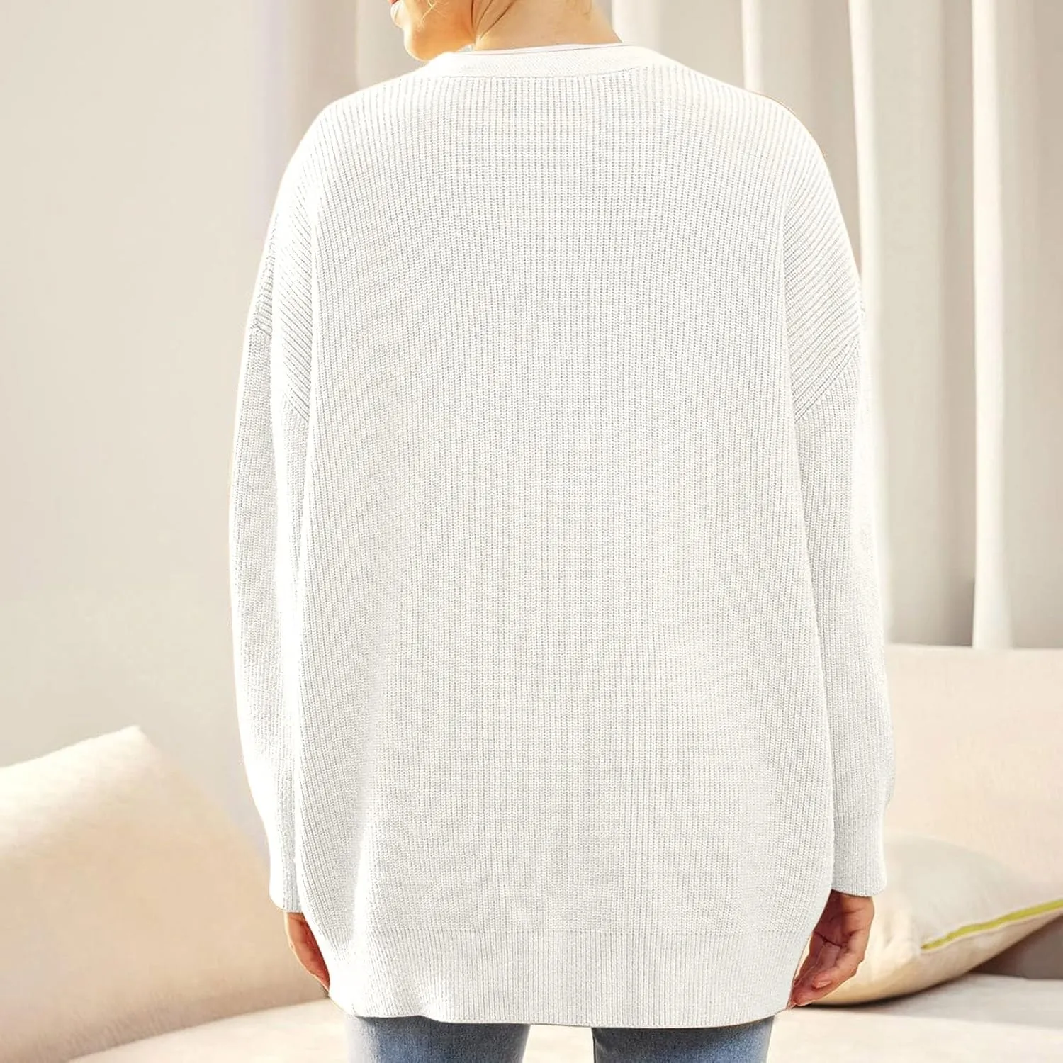 iLH Womens Leisure Knit Cardigan Oversized Button Down Lightweight Sweater Cardigan For Women Chunky Knit Cardigan