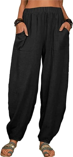 Instantliy Harem Pants, Loose Cotton Linen Casual Harem Pants, Linen Pants Women, Harem Pants Women
