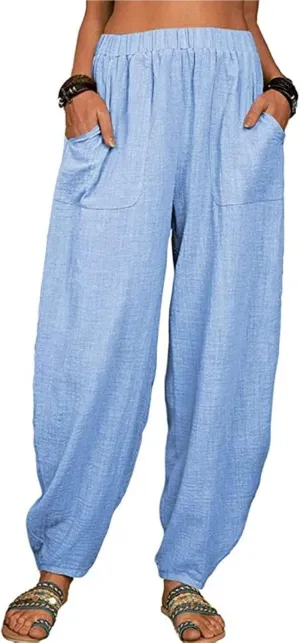 Instantliy Harem Pants, Loose Cotton Linen Casual Harem Pants, Linen Pants Women, Harem Pants Women