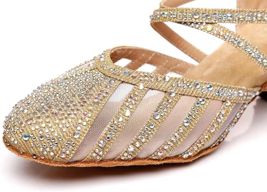 JUODVMP Womens Latin Dance Shoes Professional Practice Salsa Ballroom Rumba Character Social Dance Shoes,Model US-QJW2001