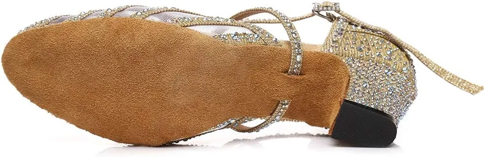 JUODVMP Womens Latin Dance Shoes Professional Practice Salsa Ballroom Rumba Character Social Dance Shoes,Model US-QJW2001