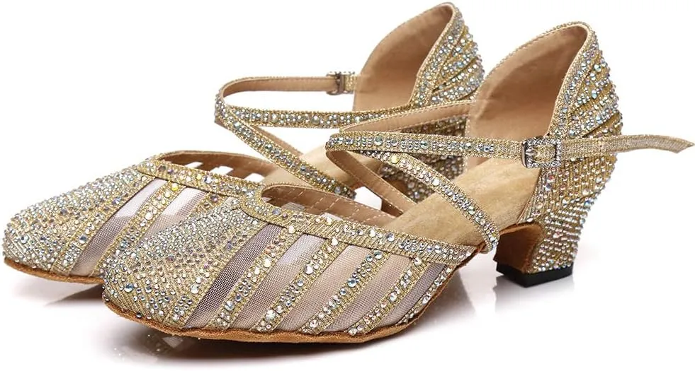 JUODVMP Womens Latin Dance Shoes Professional Practice Salsa Ballroom Rumba Character Social Dance Shoes,Model US-QJW2001