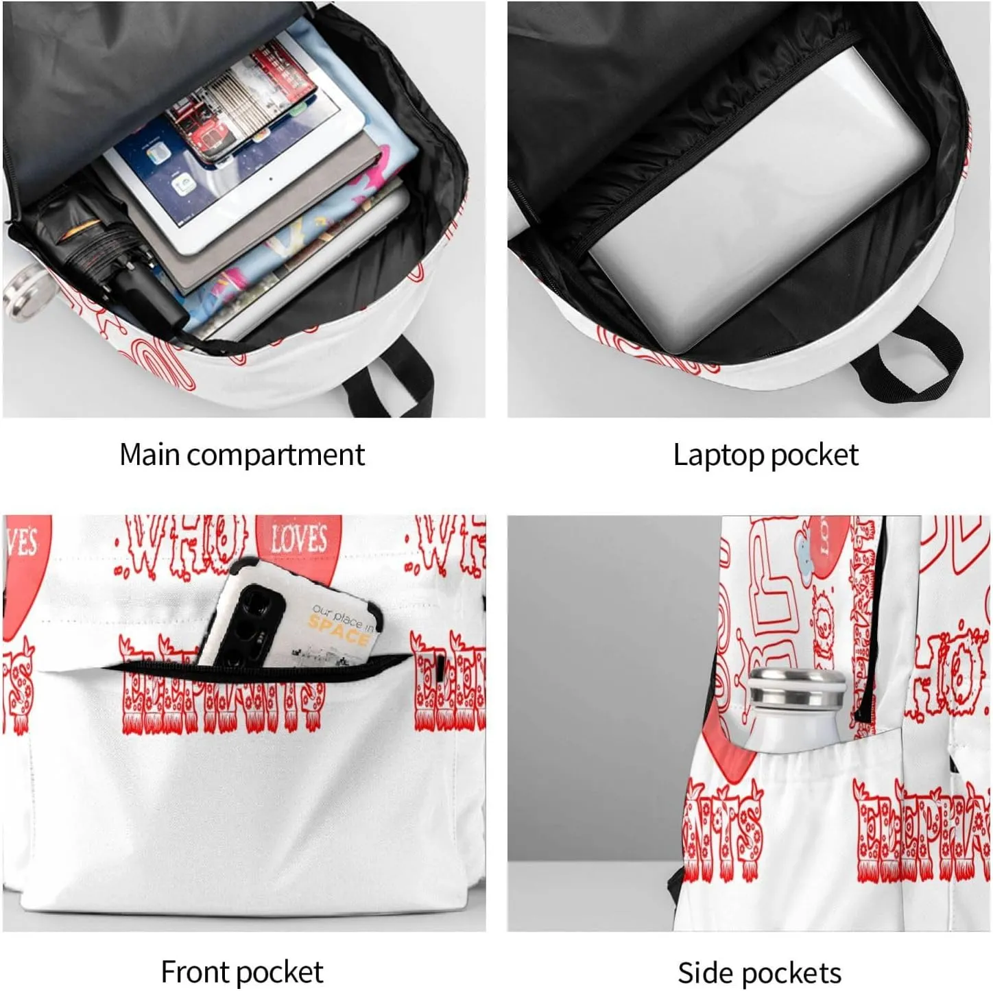 Just A Women Who Loves Elephants 17 Inch Casual Backpack Laptop Backpacks Travel Back Pack Large Camping Rucksack Hiking Daypack Lightweight Double Shoulder Bag