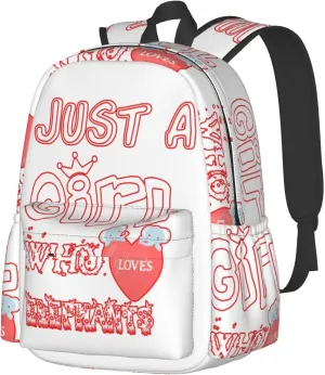 Just A Women Who Loves Elephants 17 Inch Casual Backpack Laptop Backpacks Travel Back Pack Large Camping Rucksack Hiking Daypack Lightweight Double Shoulder Bag