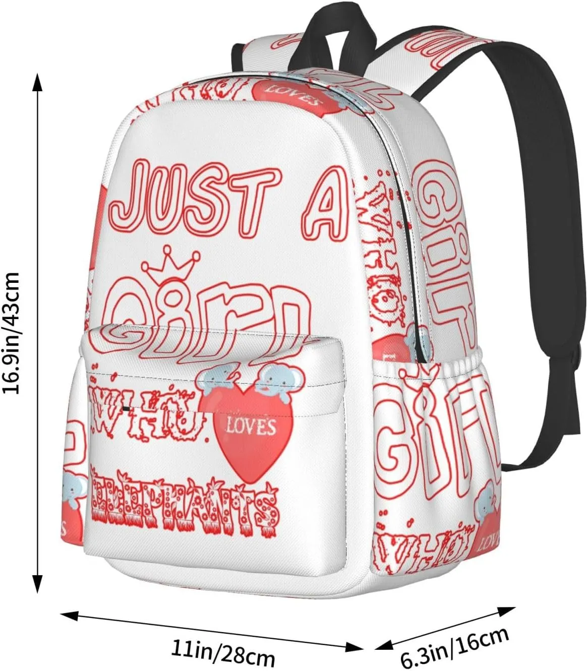 Just A Women Who Loves Elephants 17 Inch Casual Backpack Laptop Backpacks Travel Back Pack Large Camping Rucksack Hiking Daypack Lightweight Double Shoulder Bag