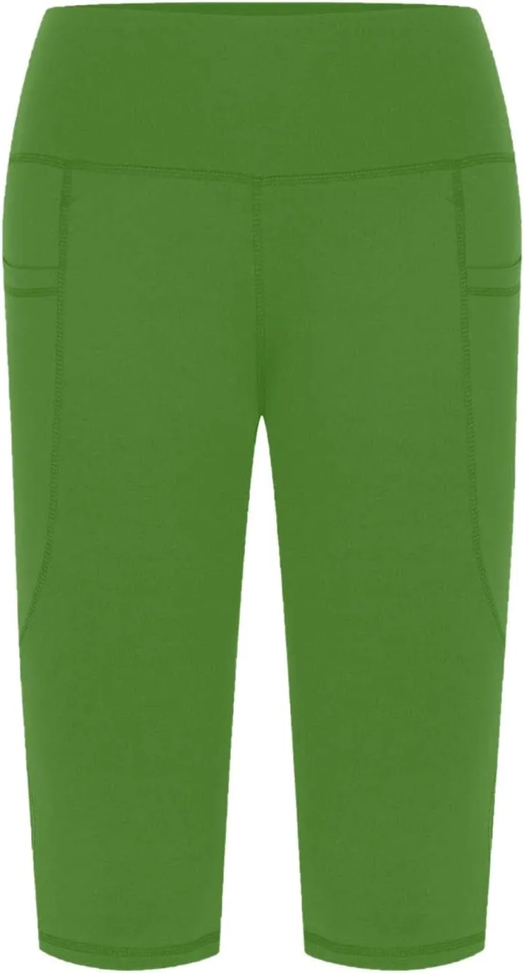 Knee Length Capri Leggings for Women, Y2k High Waist Plus Size Cotton Capris Tummy Control Slim Fit Yoga Trousers