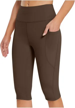 Knee Length Capri Leggings for Women, Y2k High Waist Plus Size Cotton Capris Tummy Control Slim Fit Yoga Trousers