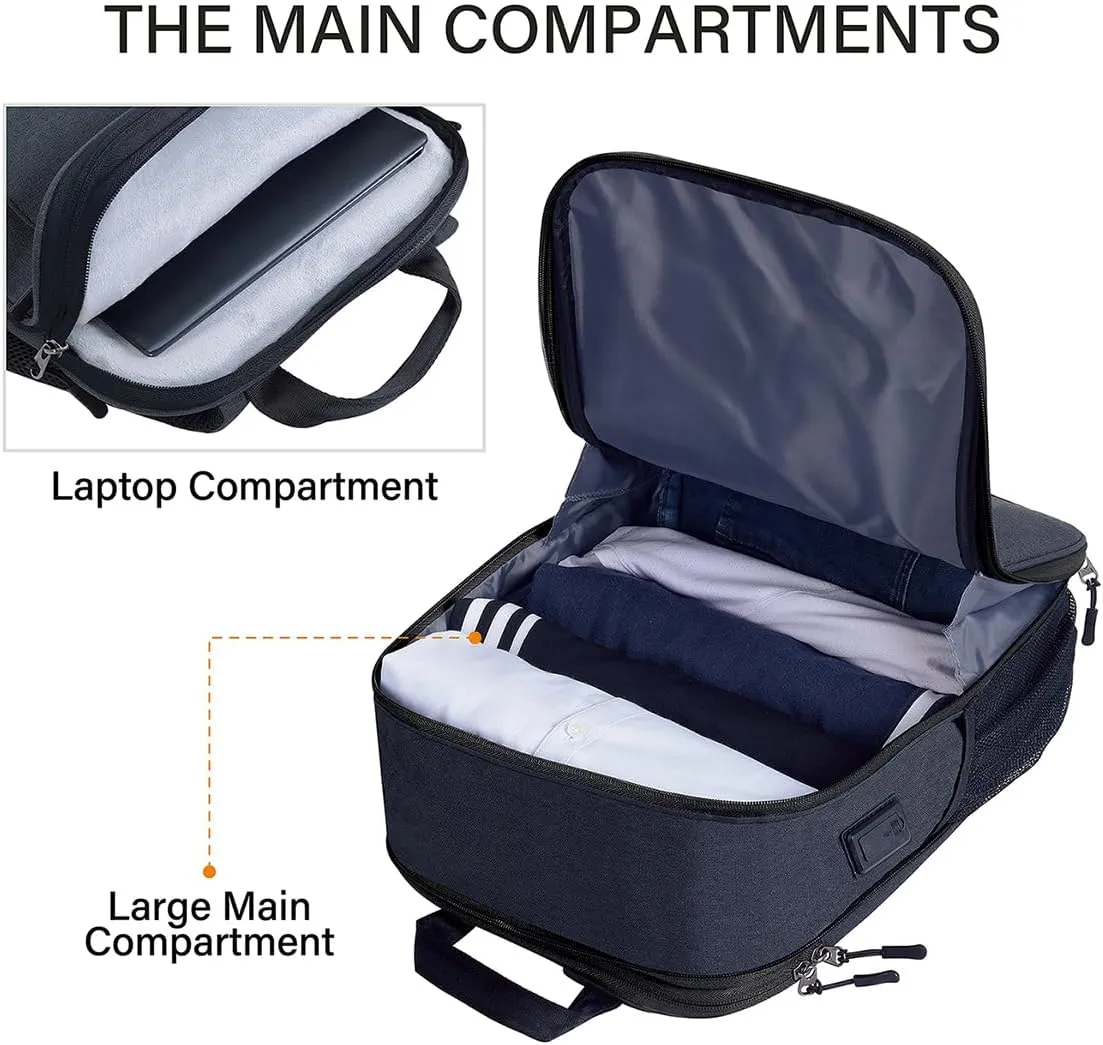 Laptop Backpack Slim & Expandable with Hidden Built-in Usb Spill-Resistant Notebooks Bag Case for Most 13-15 Inch MacBooks Surface-Books Dell HP Lenovo Asus Computers (Black-Black)