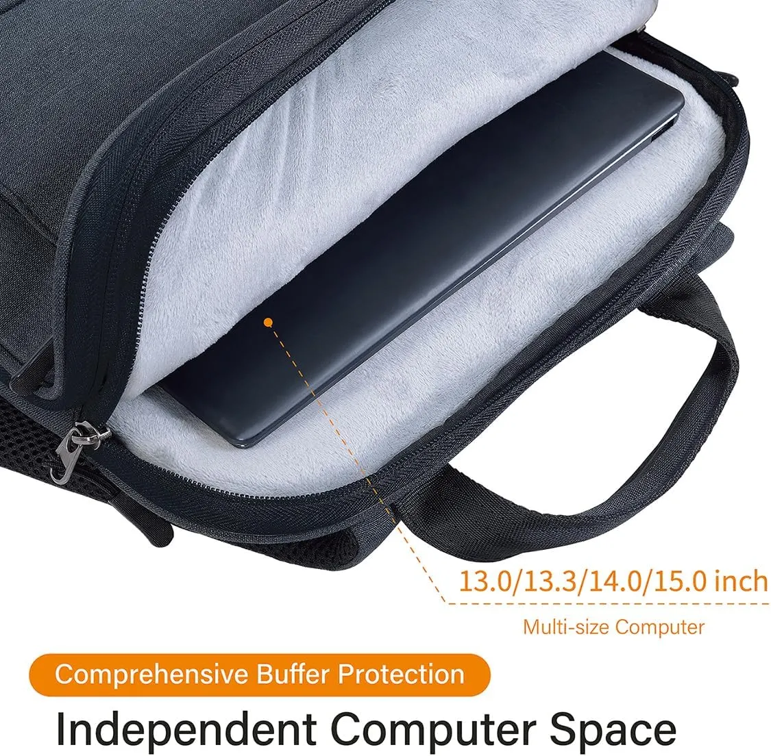 Laptop Backpack Slim & Expandable with Hidden Built-in Usb Spill-Resistant Notebooks Bag Case for Most 13-15 Inch MacBooks Surface-Books Dell HP Lenovo Asus Computers (Black-Black)