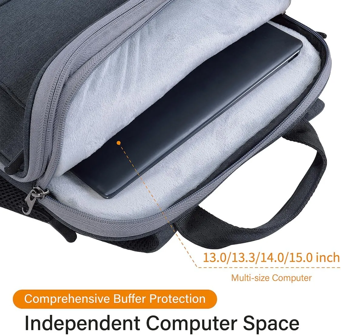Laptop Backpack Slim & Expandable with Hidden Built-in Usb Spill-Resistant Notebooks Bag Case for Most 13-15 Inch MacBooks Surface-Books Dell HP Lenovo Asus Computers (Black-Grey)