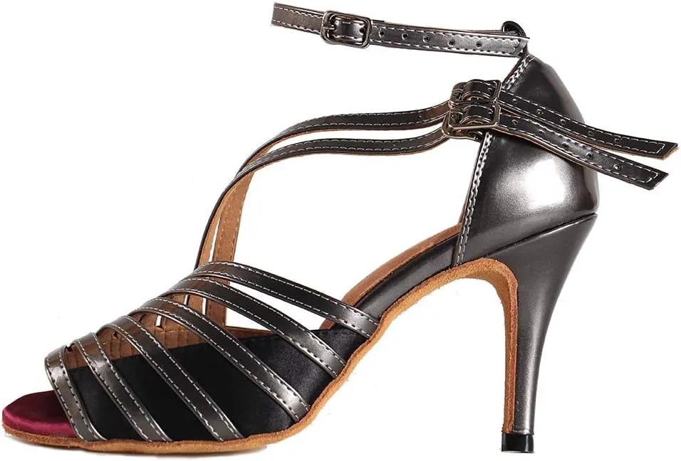 Latin Dance Shoes for Women Salsa Performance Dancing Shoes High Heel,Black,Model L028
