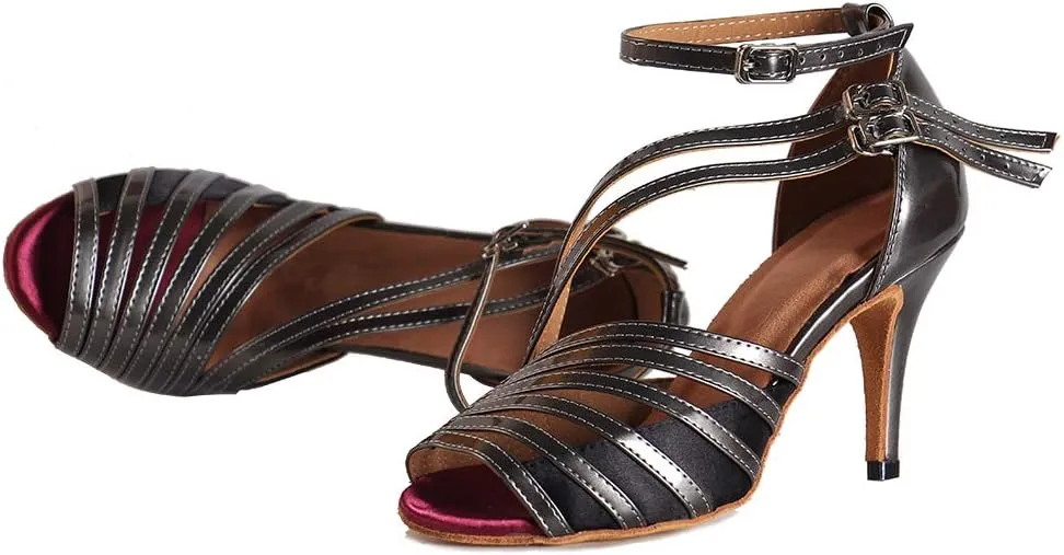 Latin Dance Shoes for Women Salsa Performance Dancing Shoes High Heel,Black,Model L028