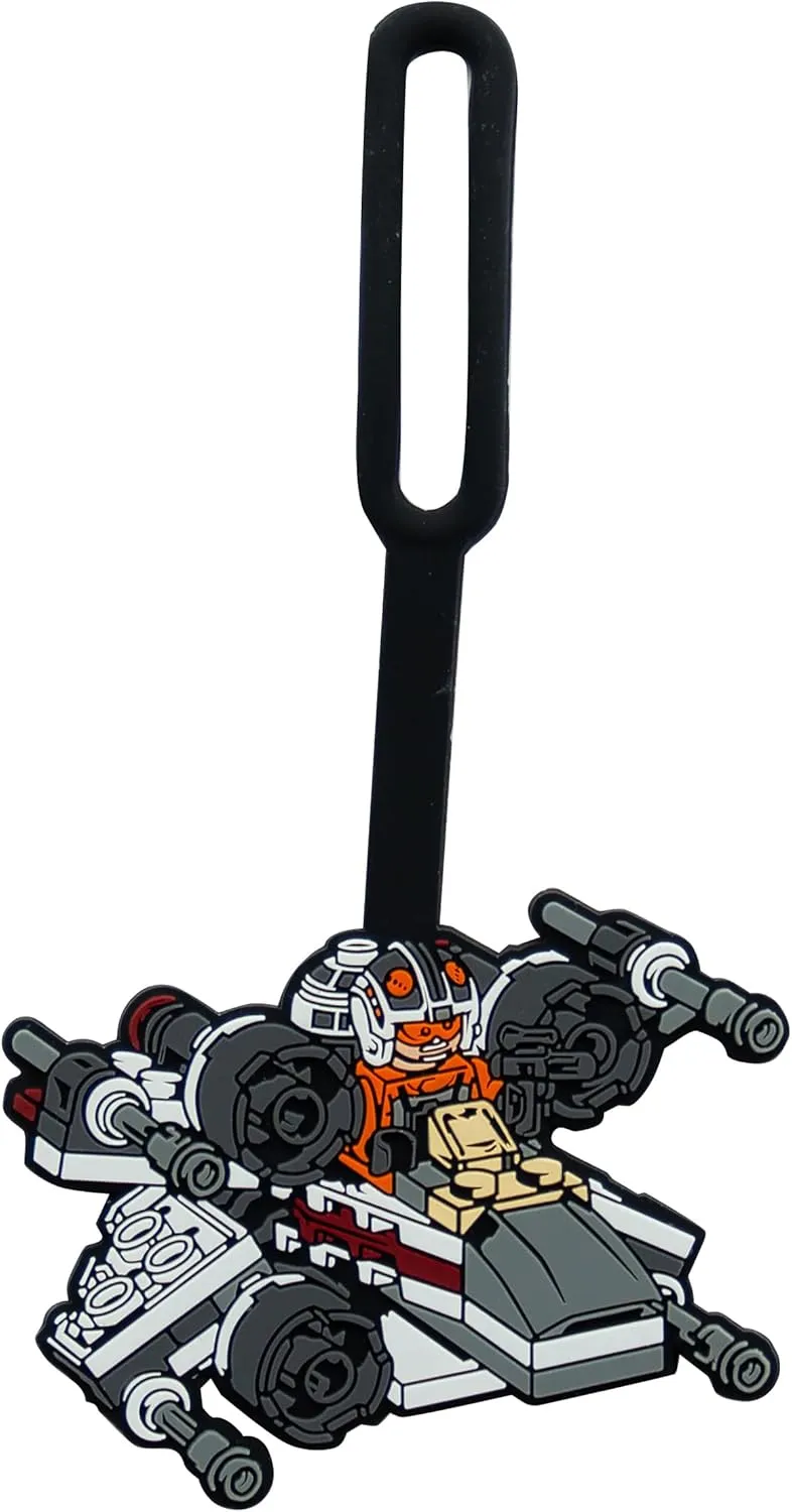 LEGO Star Wars Silicone Luggage Tag for Travel, Suitcase, Backpack - X-Wing Starfighter (52237), Writable Surface on Back for Identification, 6 inches Long