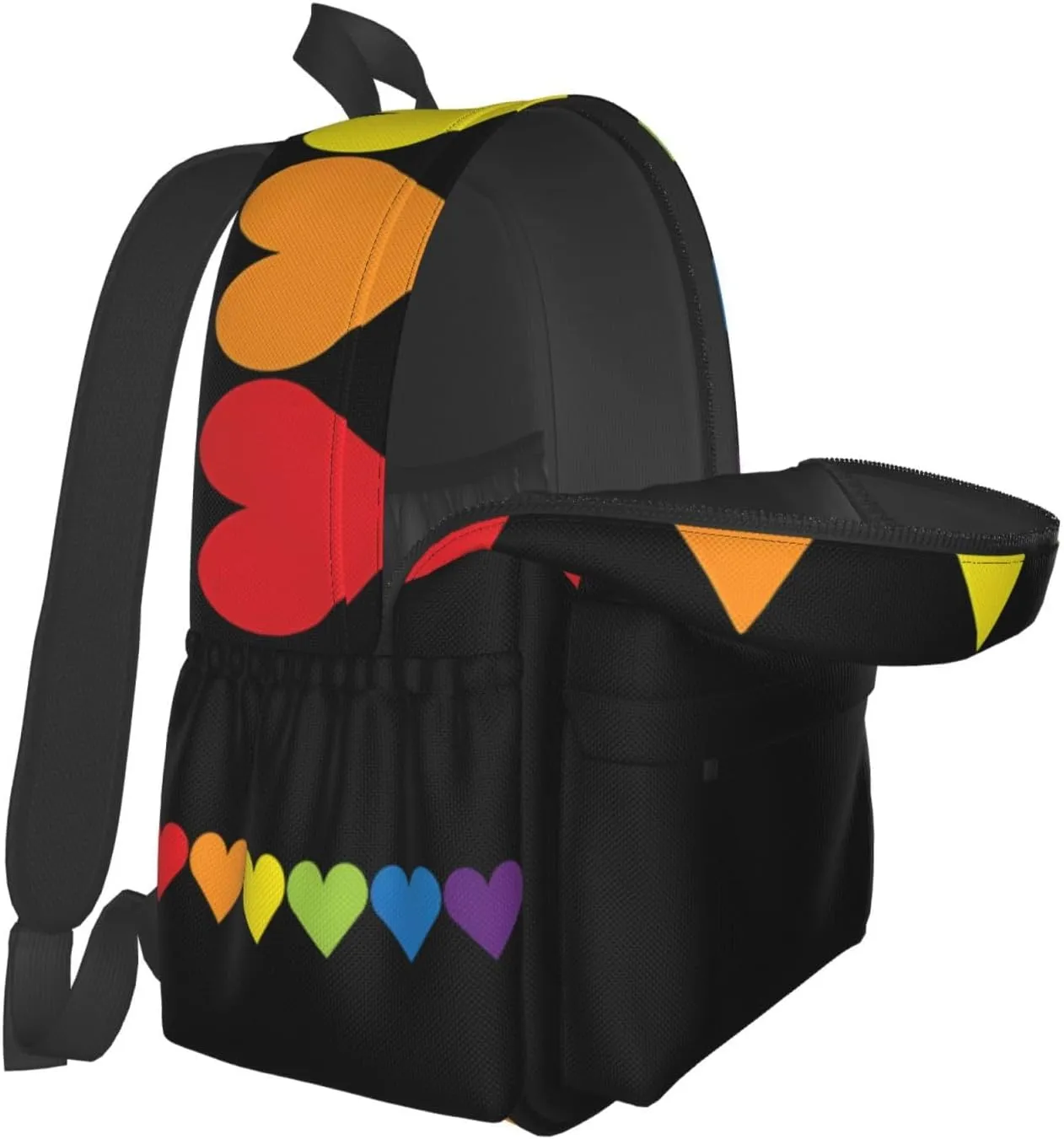 LGBT Rainbow Gay Pride Love Allyship Heart 17 Inch Casual Backpack Laptop Backpacks Travel Back Pack Large Camping Rucksack Hiking Daypack Lightweight Double Shoulder Bag