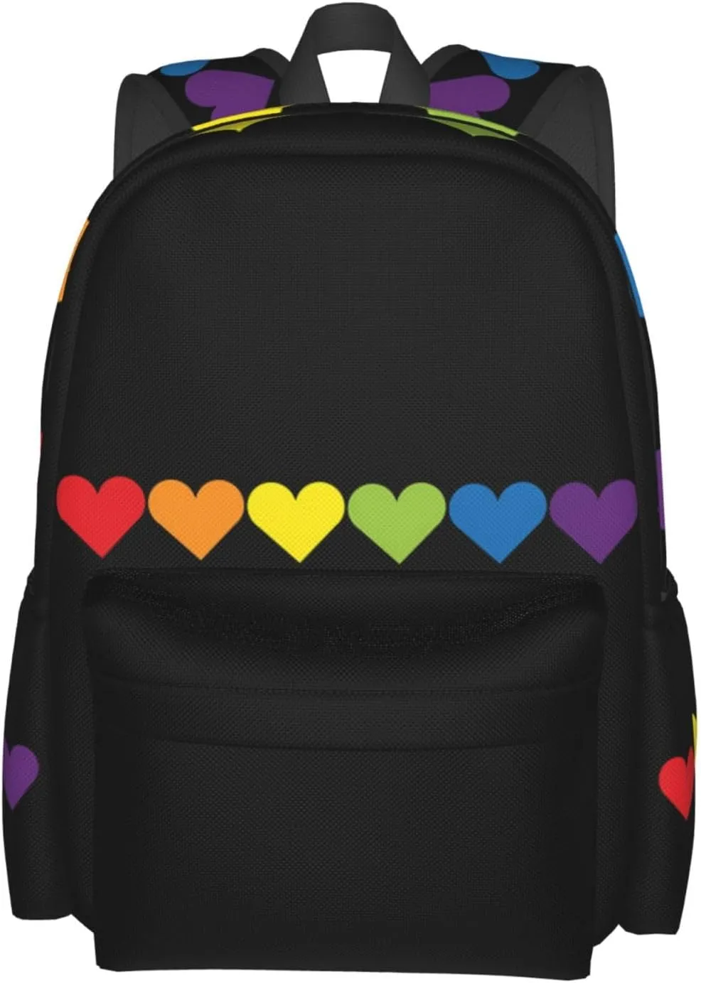LGBT Rainbow Gay Pride Love Allyship Heart 17 Inch Casual Backpack Laptop Backpacks Travel Back Pack Large Camping Rucksack Hiking Daypack Lightweight Double Shoulder Bag