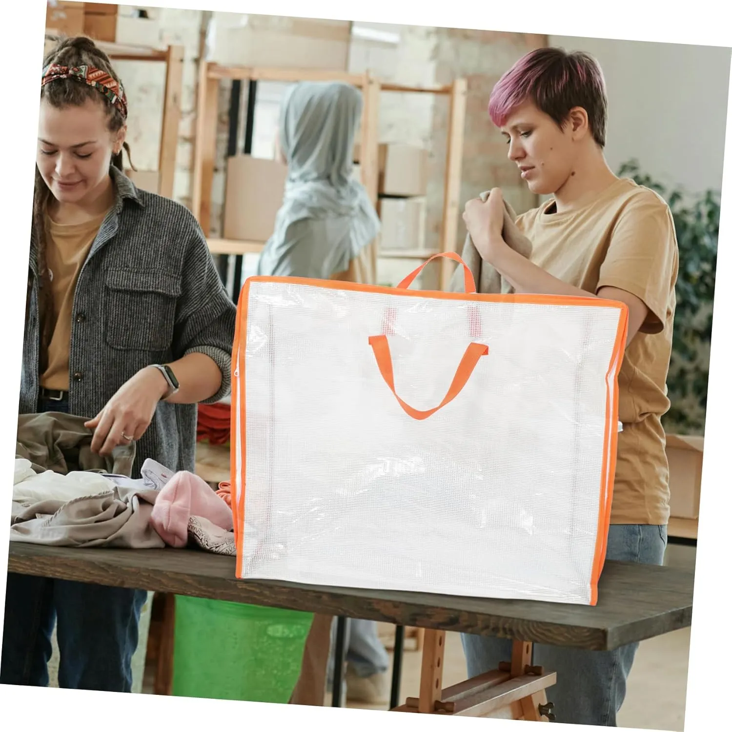 LIFKOME 4pcs Quilt Packing Bag Large Capacity Storage Bag with Zipper Waterproof Blanket Organizer Garment Storage